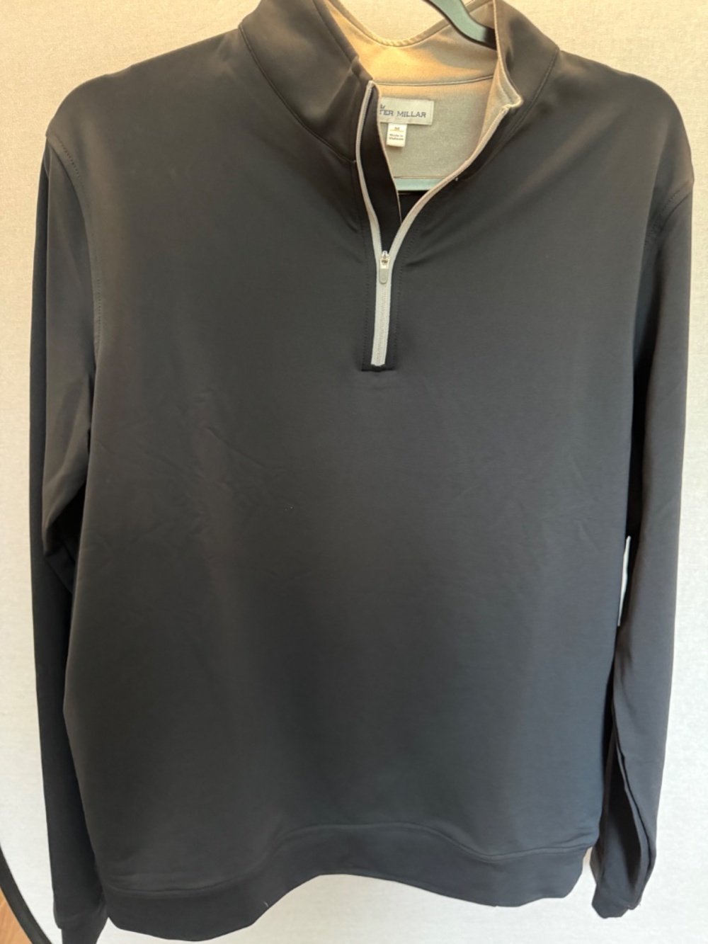 Peter Millar Men’s Performance Quarter Zip Pullover Black Gray Size M
